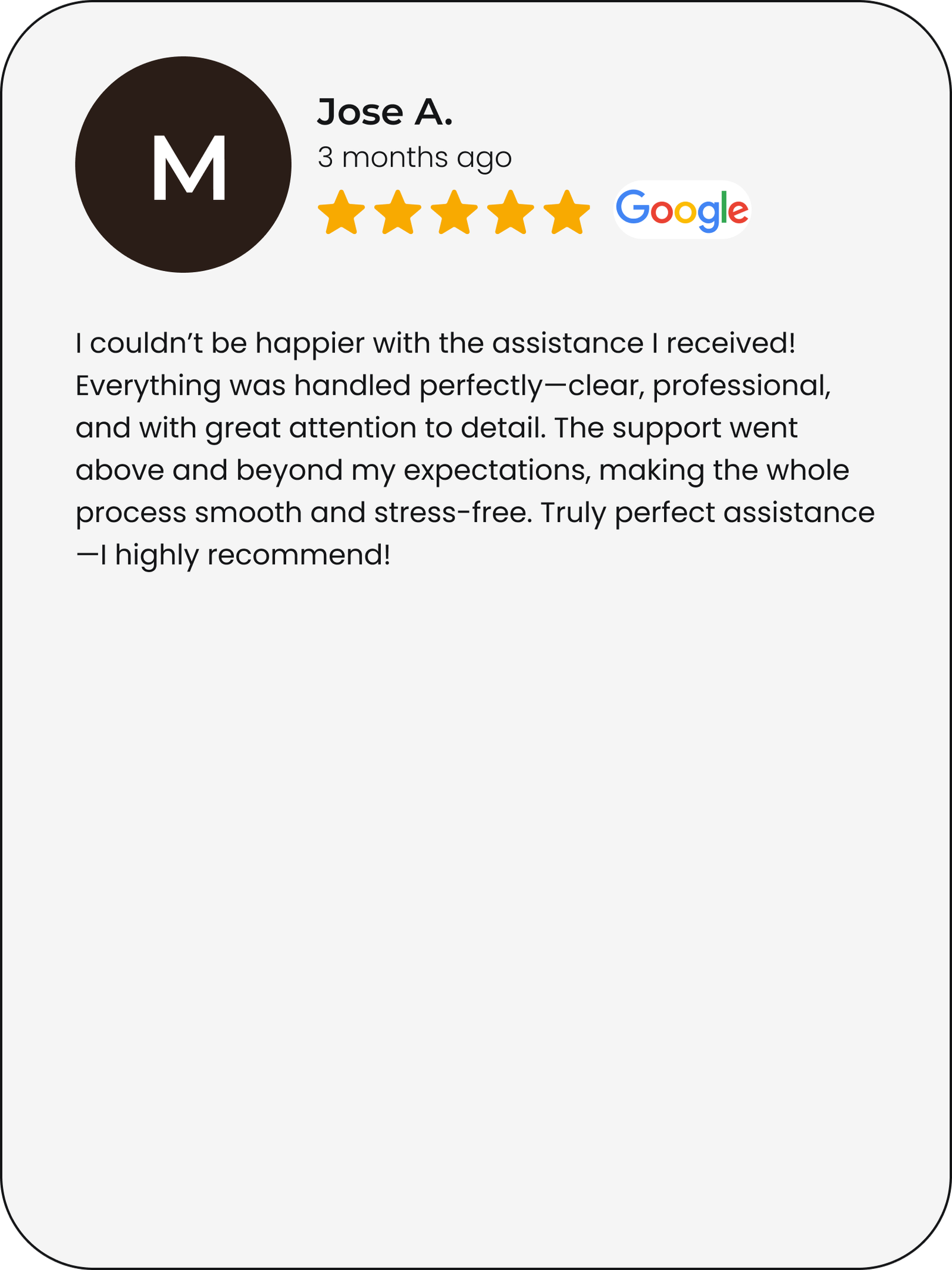Google review by