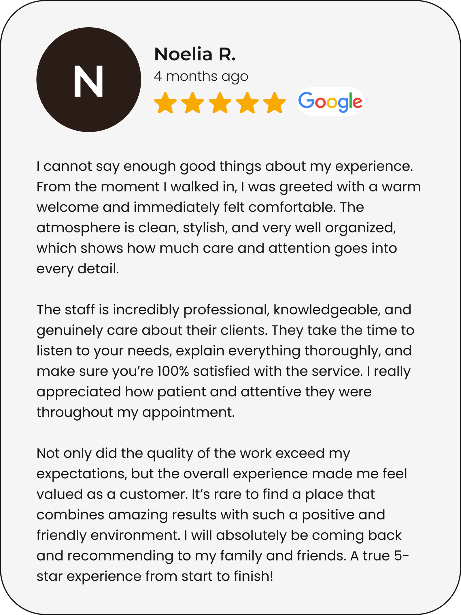 Google review by